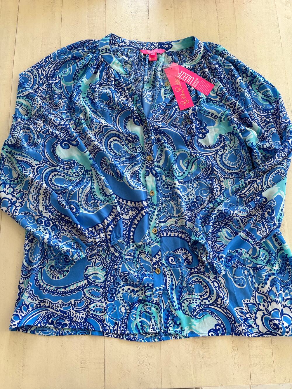 NWT Lilly Pulitzer Anela Top Coastal Blue Legga Sea Size XL Resort Beach Cruise
